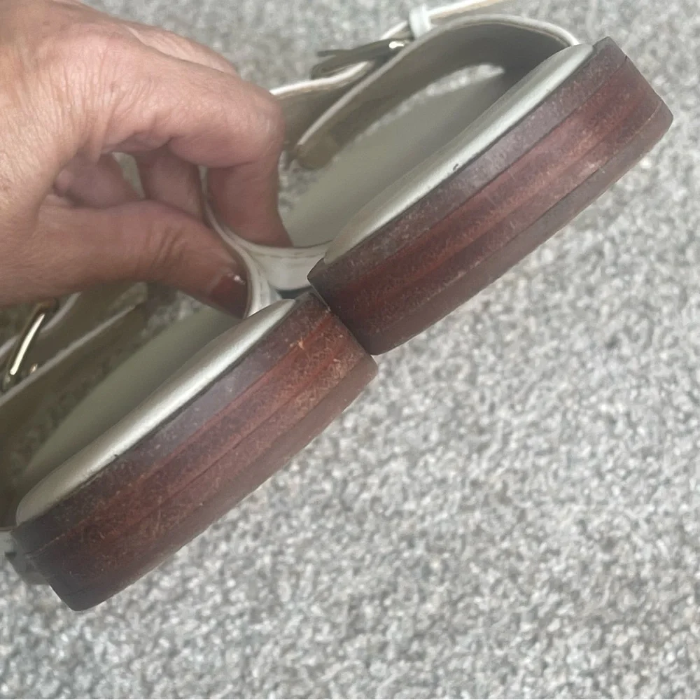 J. Crew Gretchen Buckle Slide Sandals 9.5 White Vachetta Leather Slip On - Picture 8 of 8